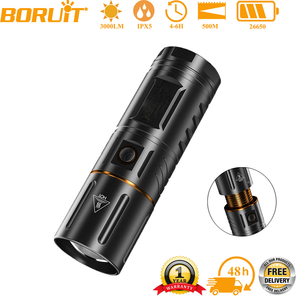 Outdoor Usb Power Bank - Lanterna LED BORUiT Ultra Brilhante 3000LM,